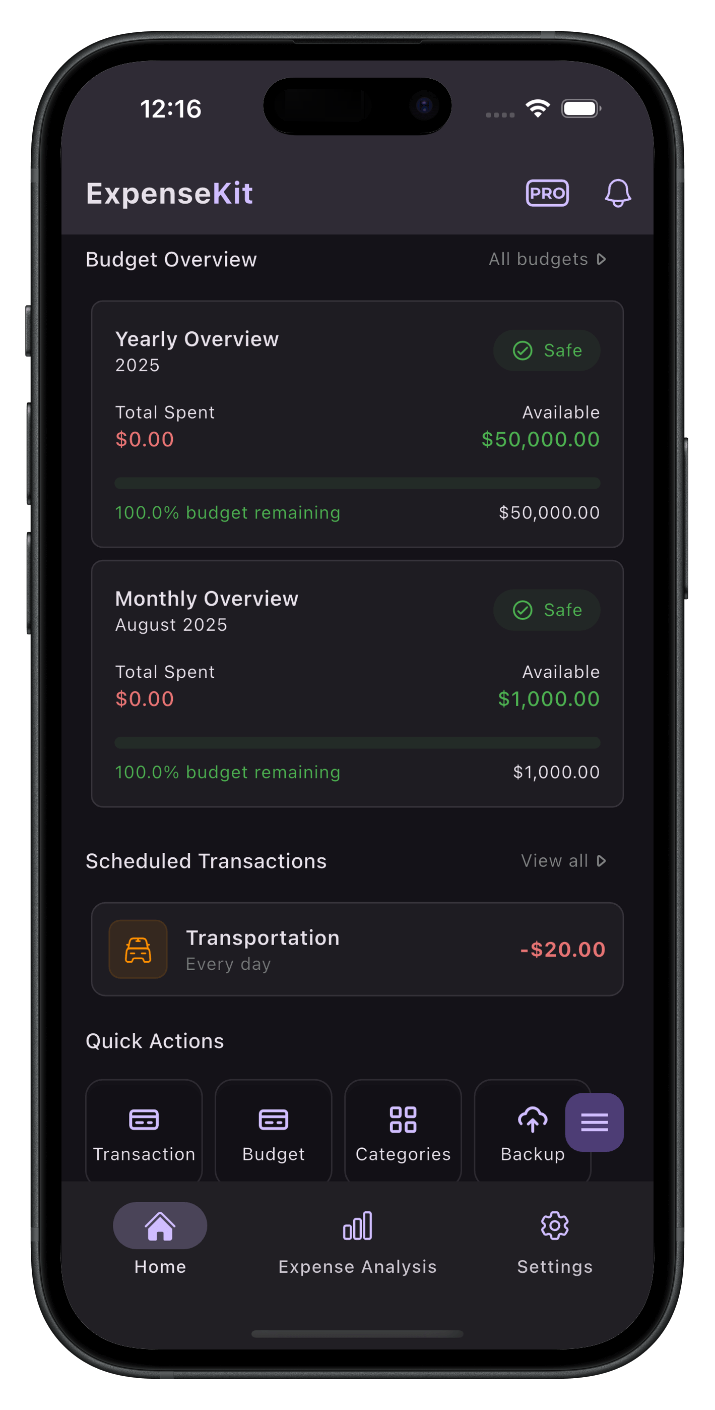 Budgeting Features