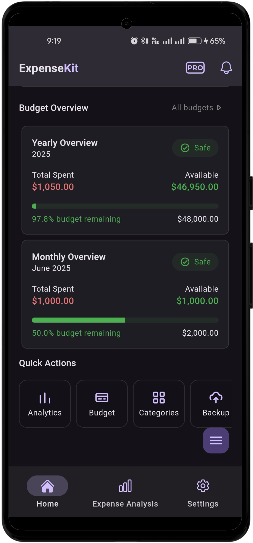 Budgeting Features